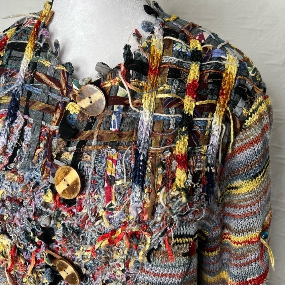 Sandy Starkman Women's  Multi Color Button Down Sweater Knitted Jacket - Picture 5 of 10